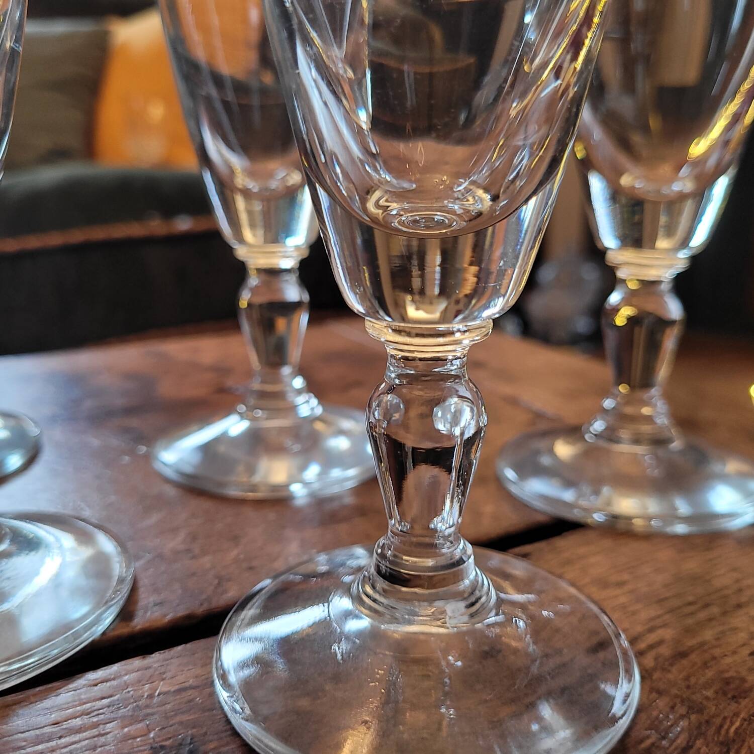 Cut glass champagne flutes. 1960s