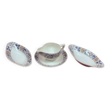 Sarreguemines sauce boat + 2 serving dishes, Reval ceramic decor