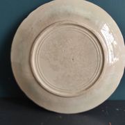 French antique plate decorated with roses in barbotine