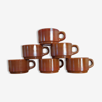 Lot de 6 tasses à café Arcopal volcan, France