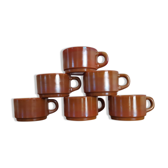 Set of 6 Arcopal Volcan France coffee cups
