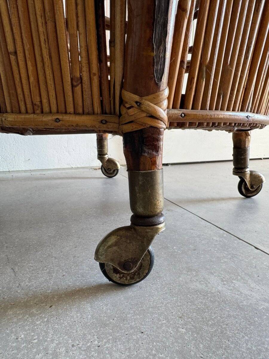 Vintage Bar Sports in bamboo and wicker bar cart, 1970s
