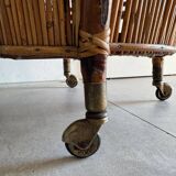 Vintage Bar Sports in bamboo and wicker bar cart, 1970s