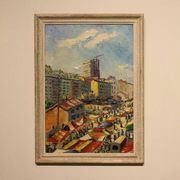 Painting Paris Flea Market, June 1962 - oil on panel