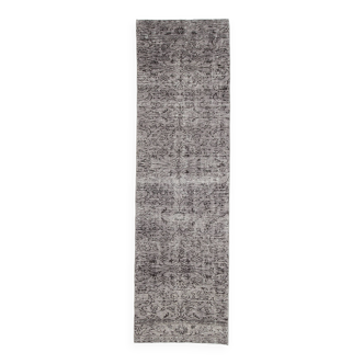 3x10 Gray & Black Vintage Runner Rug, 84x291Cm