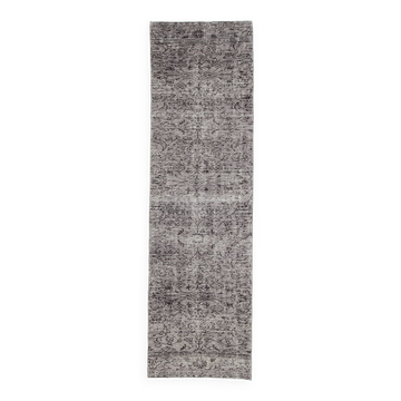 3x10 Gray & Black Vintage Runner Rug, 84x291Cm