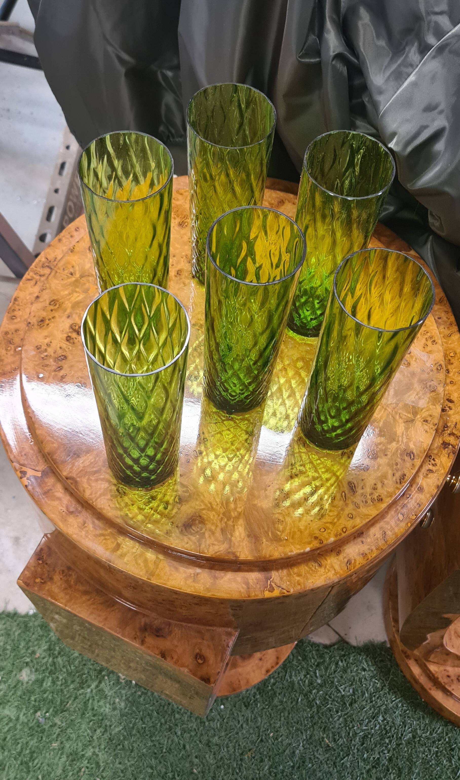 Emerald crystal glass 1970 faceted, very good condition 19x6