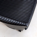 Pair of Artona armchairs in black leather by Afra and Tobia Scarpa for Maxalto