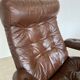Vintage brown leather reclining lounge chair Ekornes Stressless & stool, 1960s