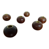 Danish Teak Candleholders, 1960s, Set of 6