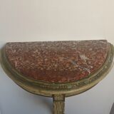 console demi-lune en bois avec dessus marbre