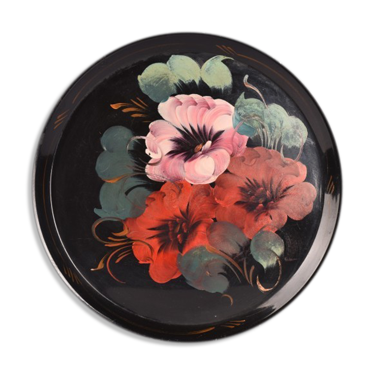 Vintage old handpainted tray