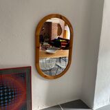 Oval mirror in vintage pine, 100x60 cm