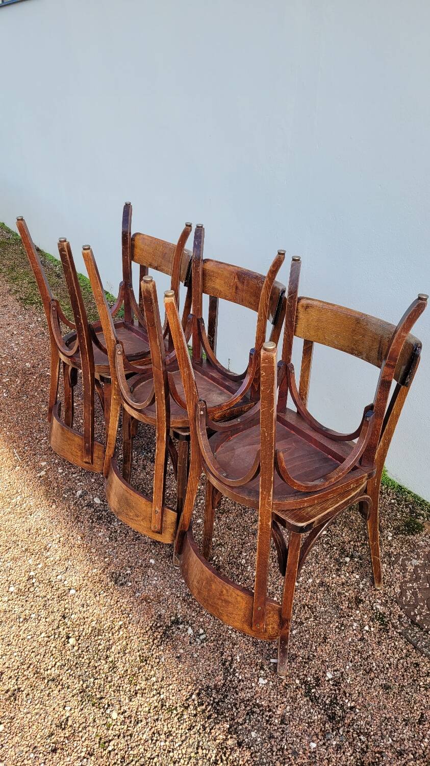 Series of 6 vintage restaurant bistro chairs - 1950s