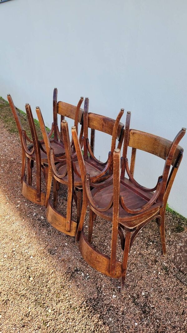 Série de 6 chaises de bistrot restaurant vintage- 1950s