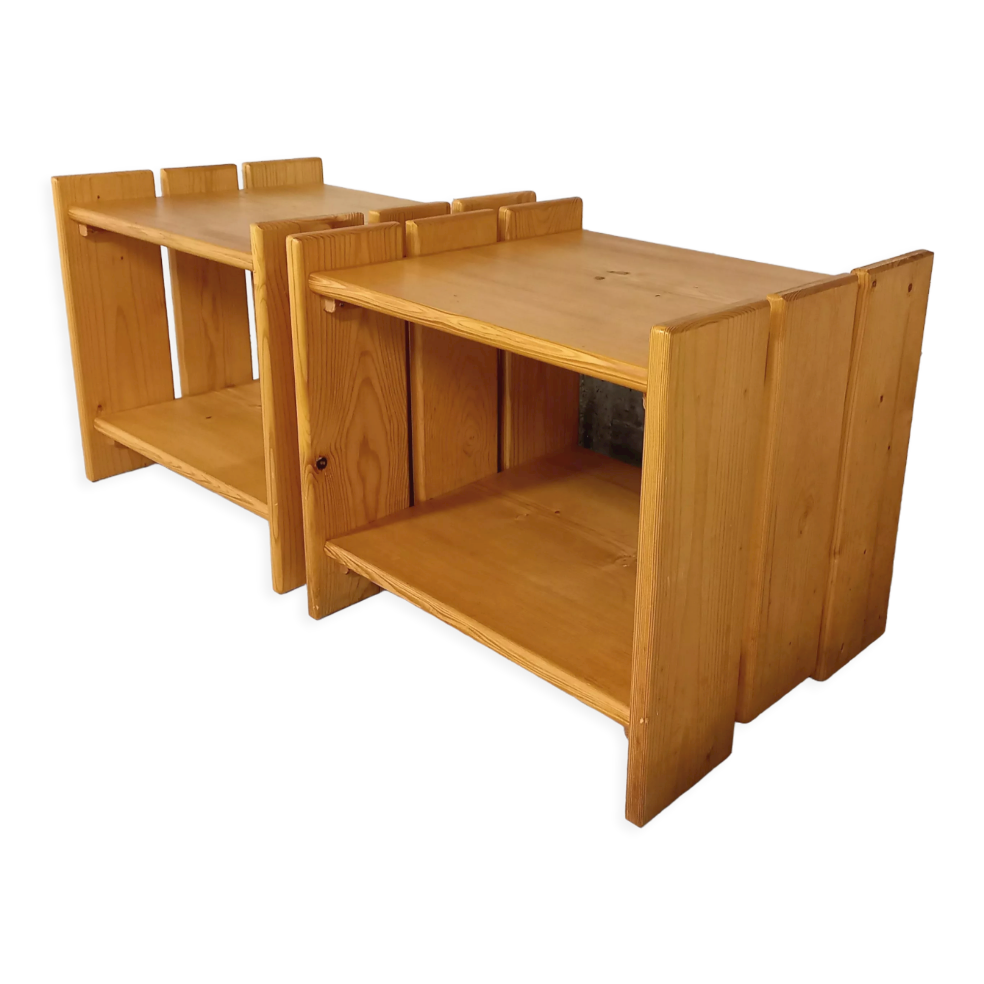 Pair of vintage pine bedside tables 70s 80s