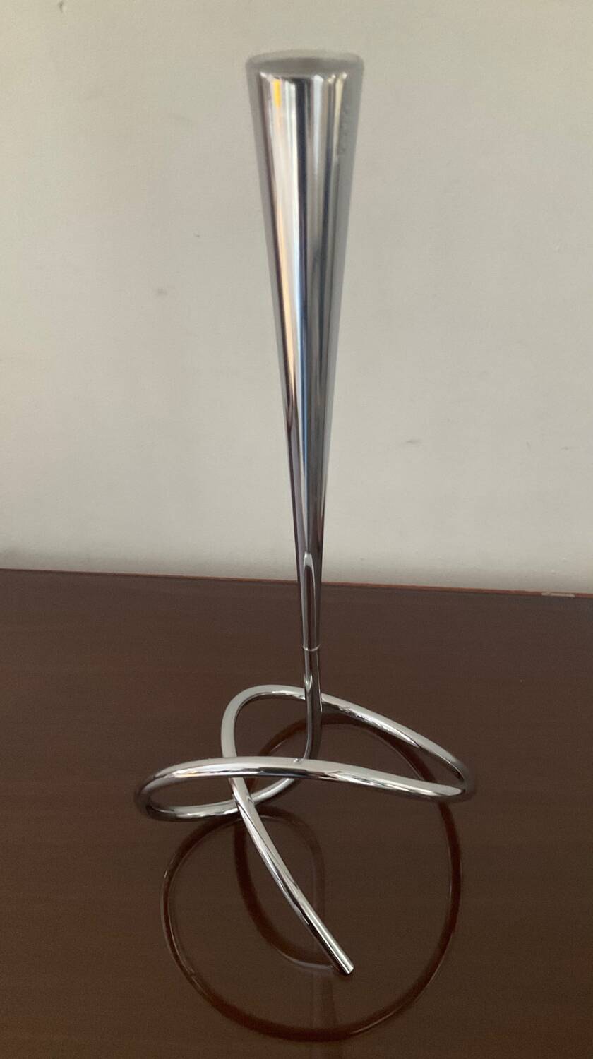 Designer soliflore vase in twisted stainless steel