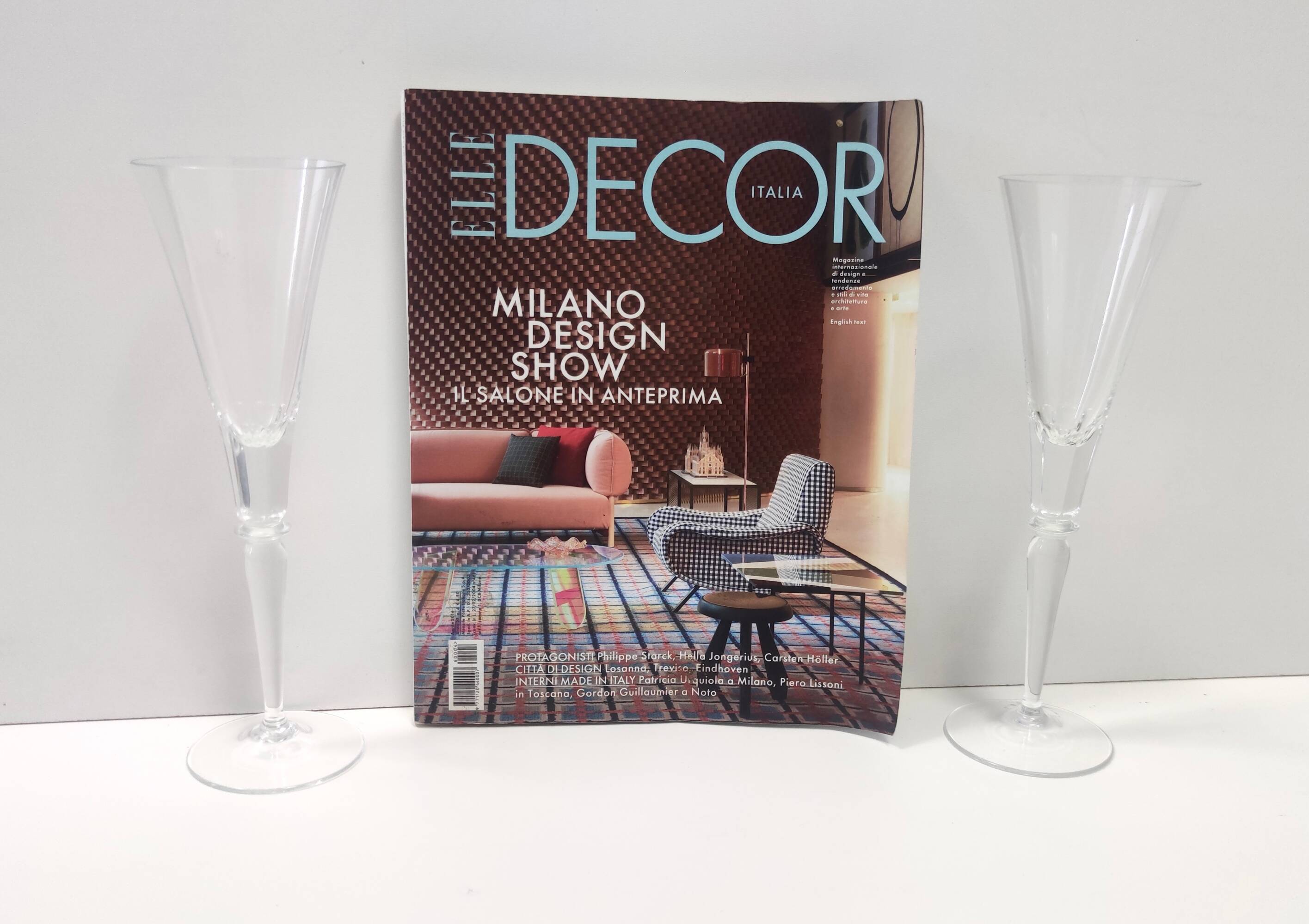 Pair of Vintage Transparent Crystal Flutes attributed to Baccarat