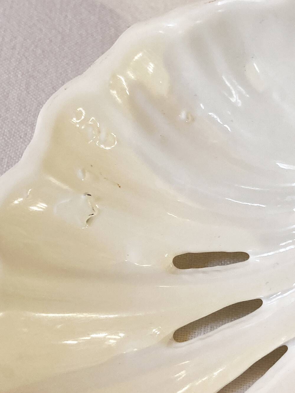 White enameled cast iron soap dish