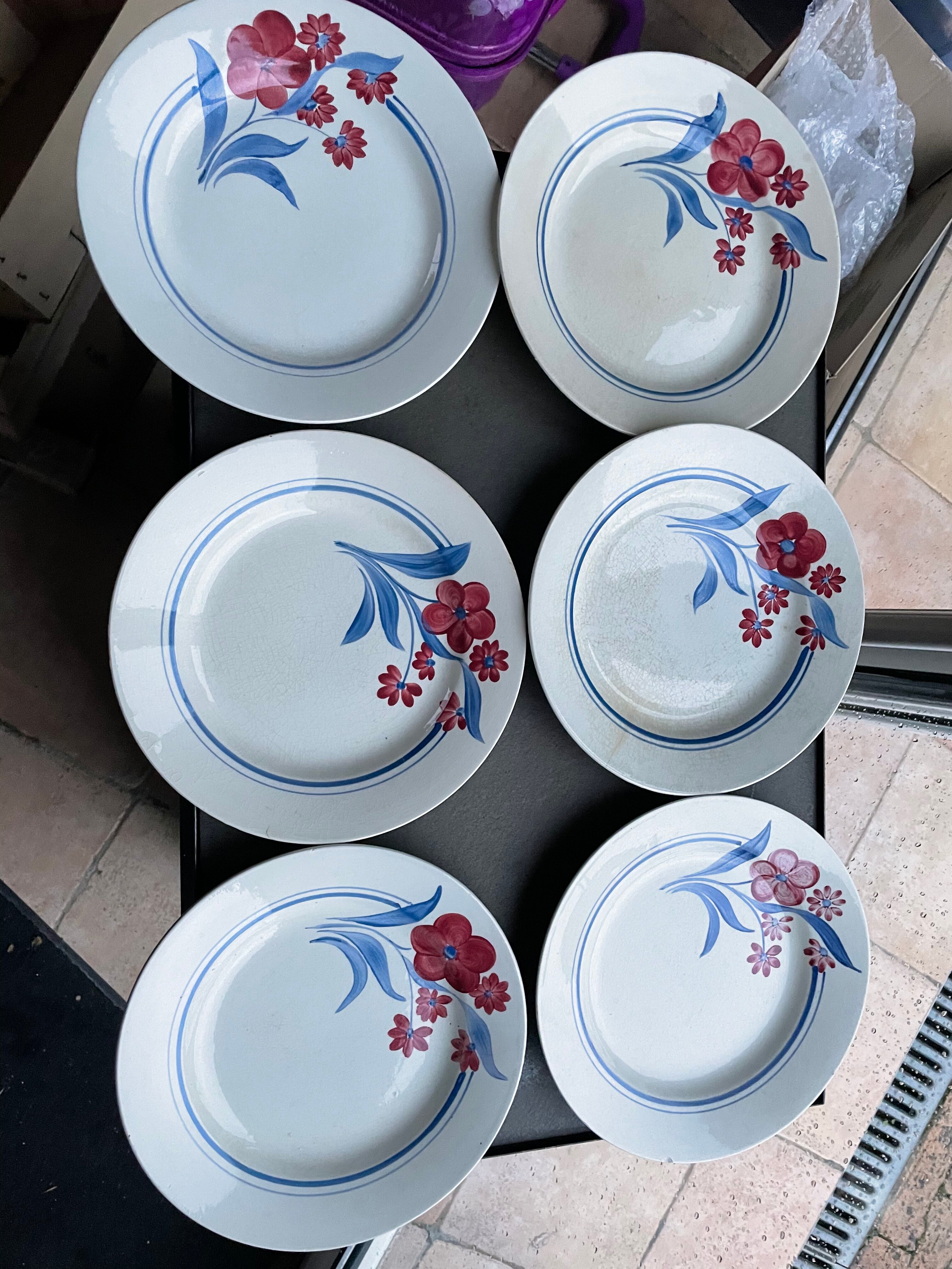 6 porcelain dessert plates from Gien pontoise