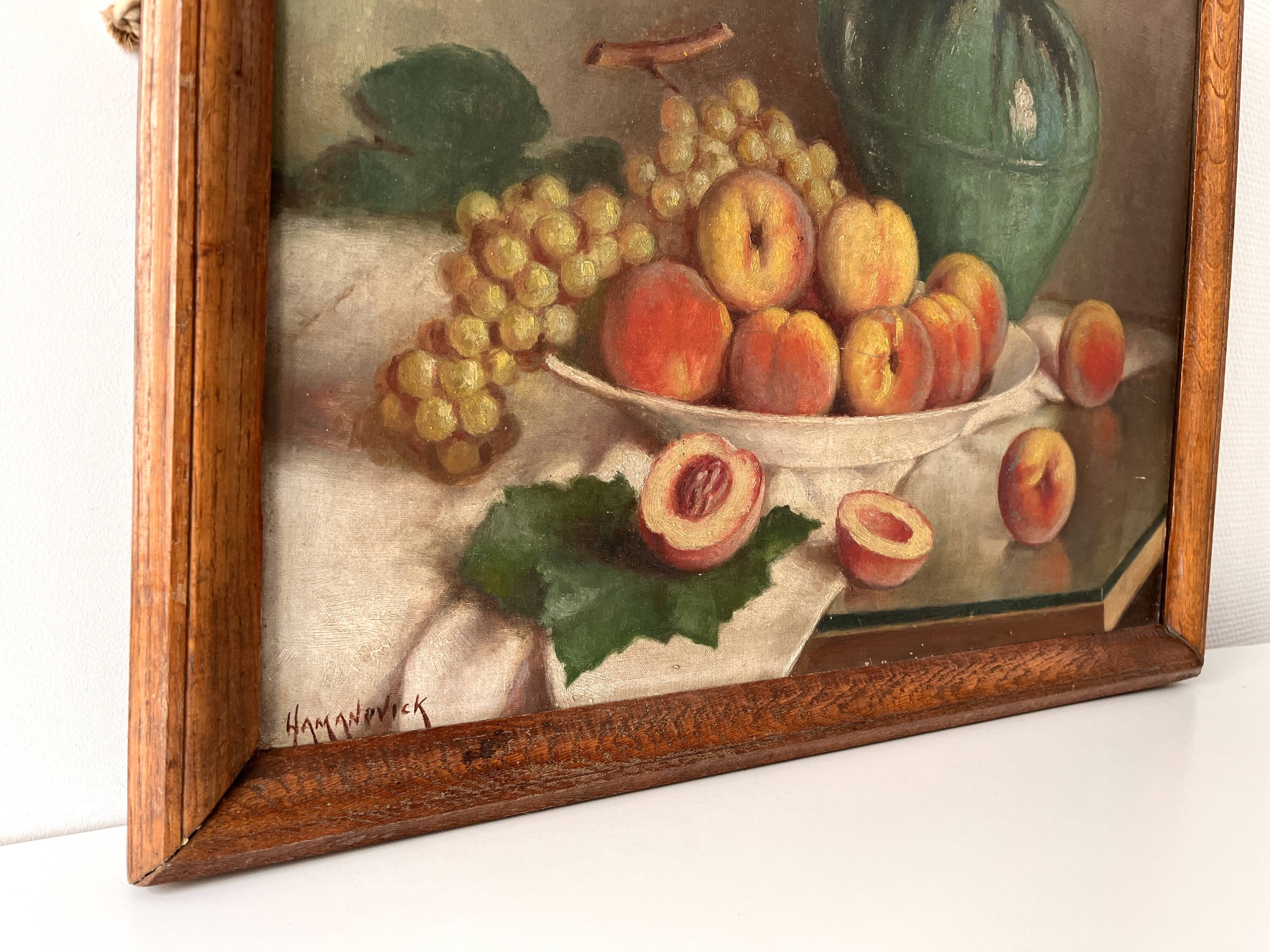 Still life with fruits, oil on canvas circa 1920