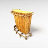 Bamboo and rattan tiki cocktail bar with stools, set of 3, 1960s