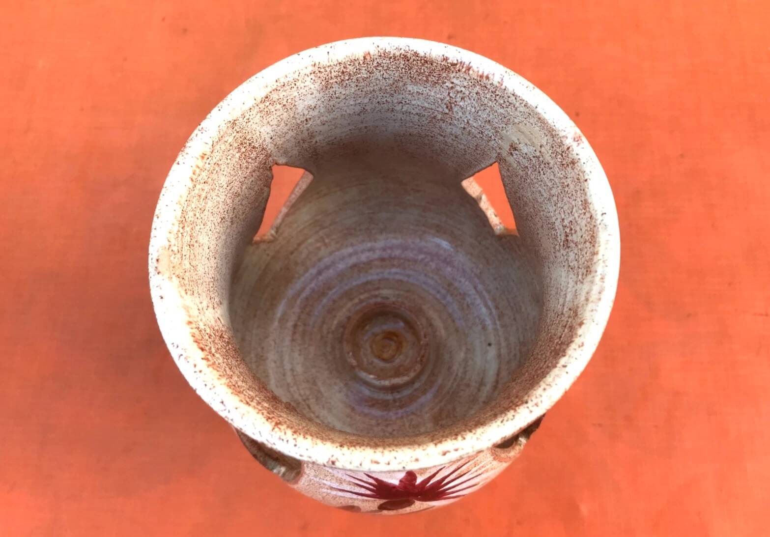 1970s Candle holder / Lantern on a ceramic pedestal with thistle decoration