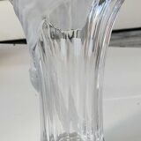 Vintage Multifaceted Crystal Vase, Frosted Draped Bow, col. Opaque white, Evita Crystal, Germany
