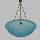 Suspension vasque art déco 1 feu, en pâte de verre bleu, années 30