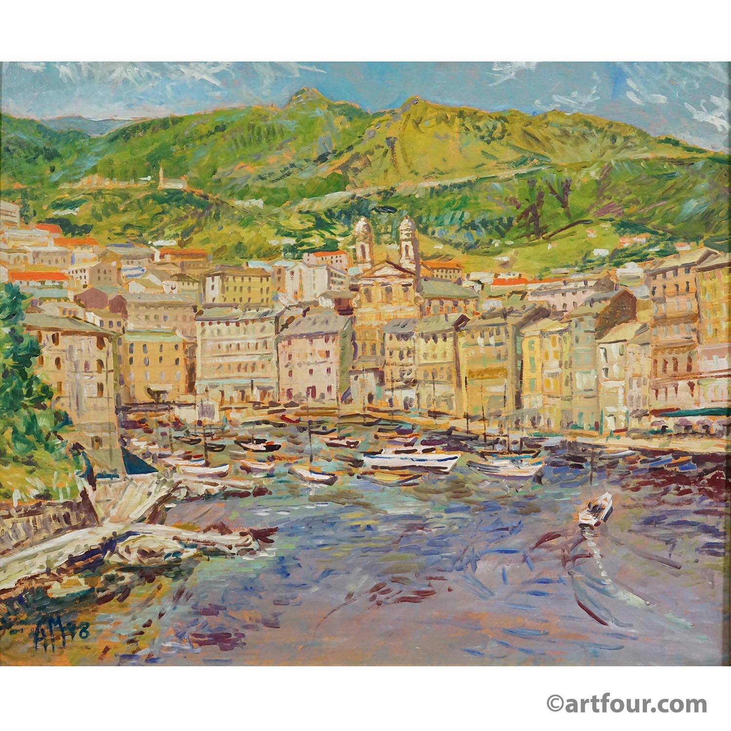 Oil painting by Alexander Michael – Bastia, Corsica, 1978