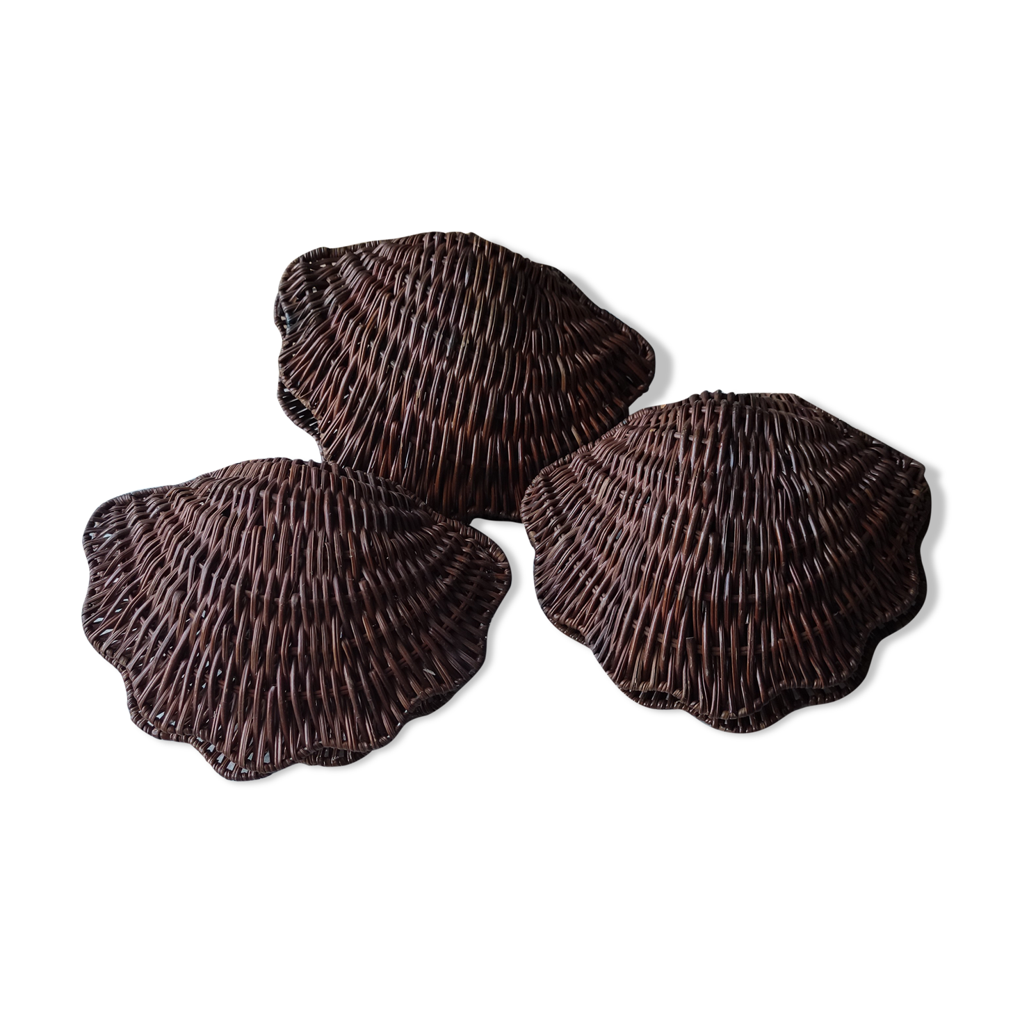 Vintage box in woven wicker shell shape