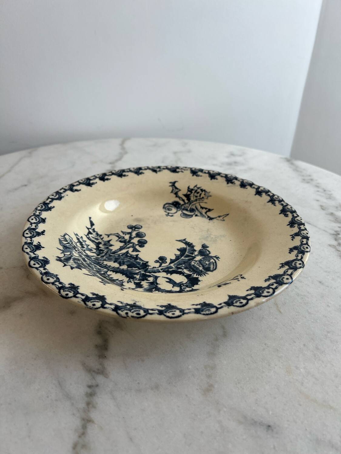 Set of 4 chardon gien terre de fer soup plates