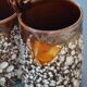 Double vase/porte couverts en céramique fat lava