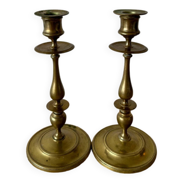 Pair of vintage solid brass chandeliers