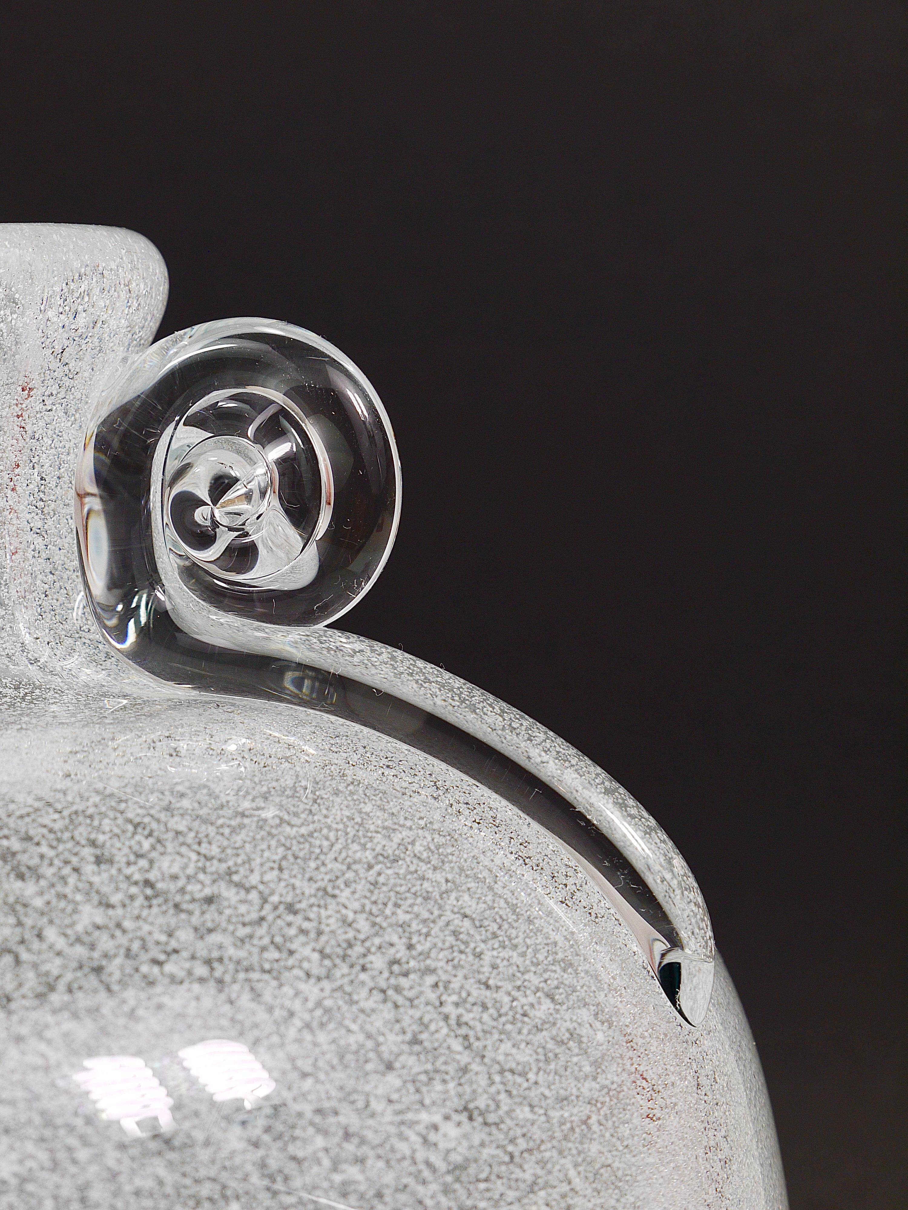 Seguso Vetri d’Arte Pulegoso vase with bubbles and handles, Murano, Italy 1950s