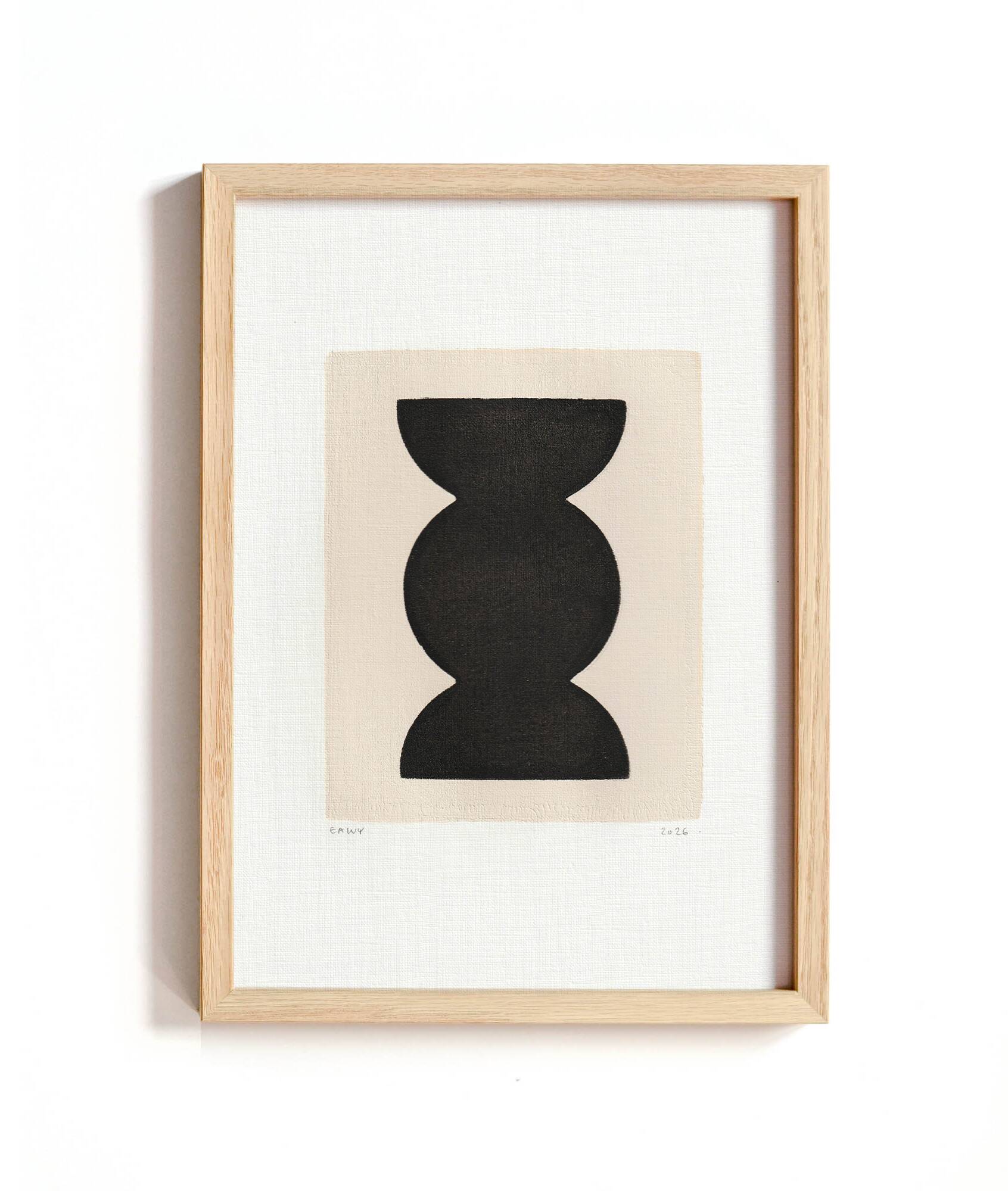 Collection of 4 black abstract paintings signed Eawy.