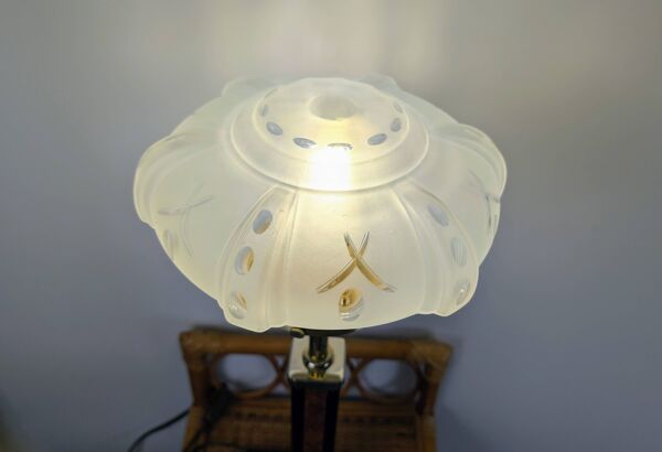 Lampe de table Art Déco pied Monteuse N°25 et verre opalin