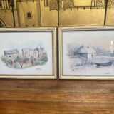 Pair of watercolors signed P OPal