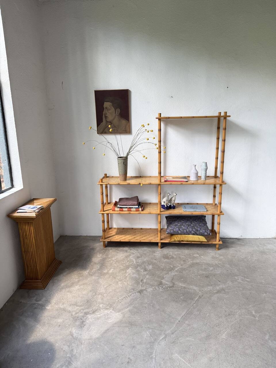 Large rattan shelf 1960