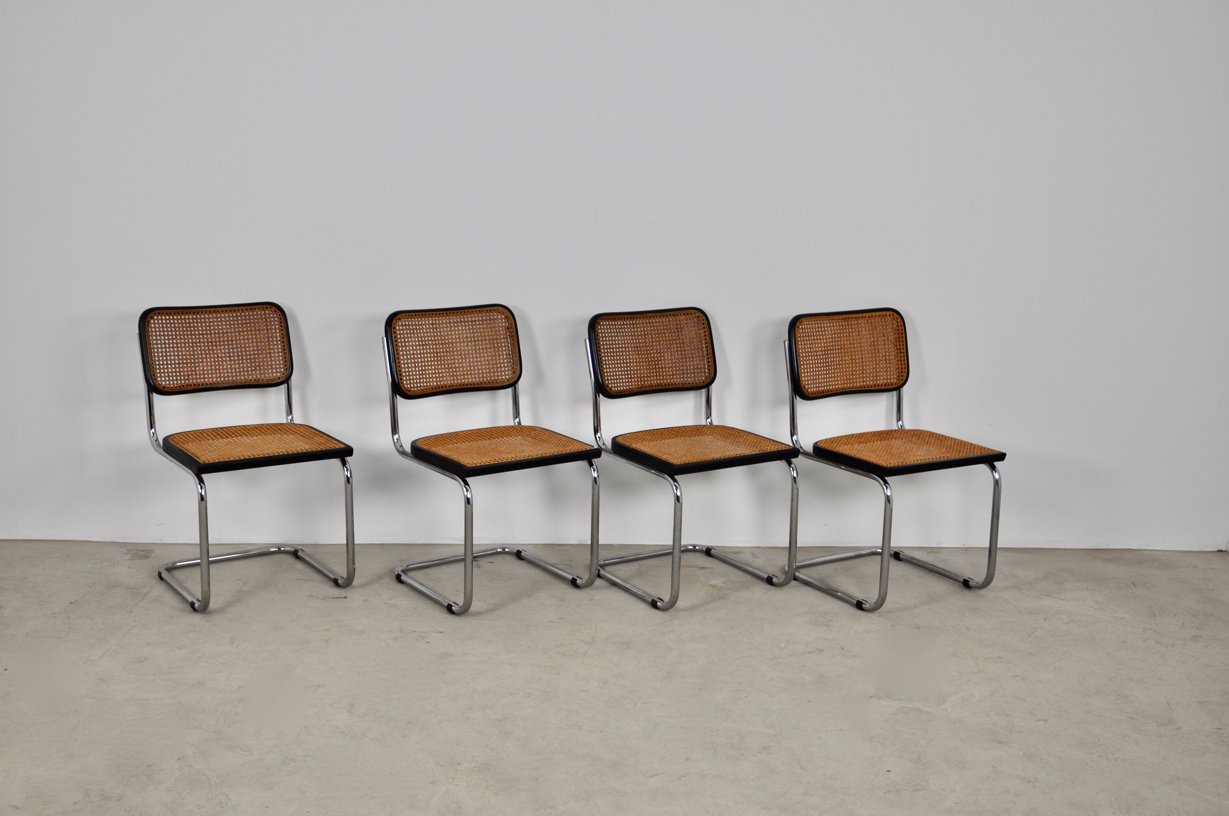 Set of 4 black dinning chairs B32 by Marcel Breuer