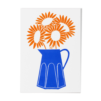 Sunflowers 21 - Linocut