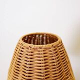 Teak lamp and woven lampshade