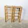 Paire de tabourets hauts en bois & paille