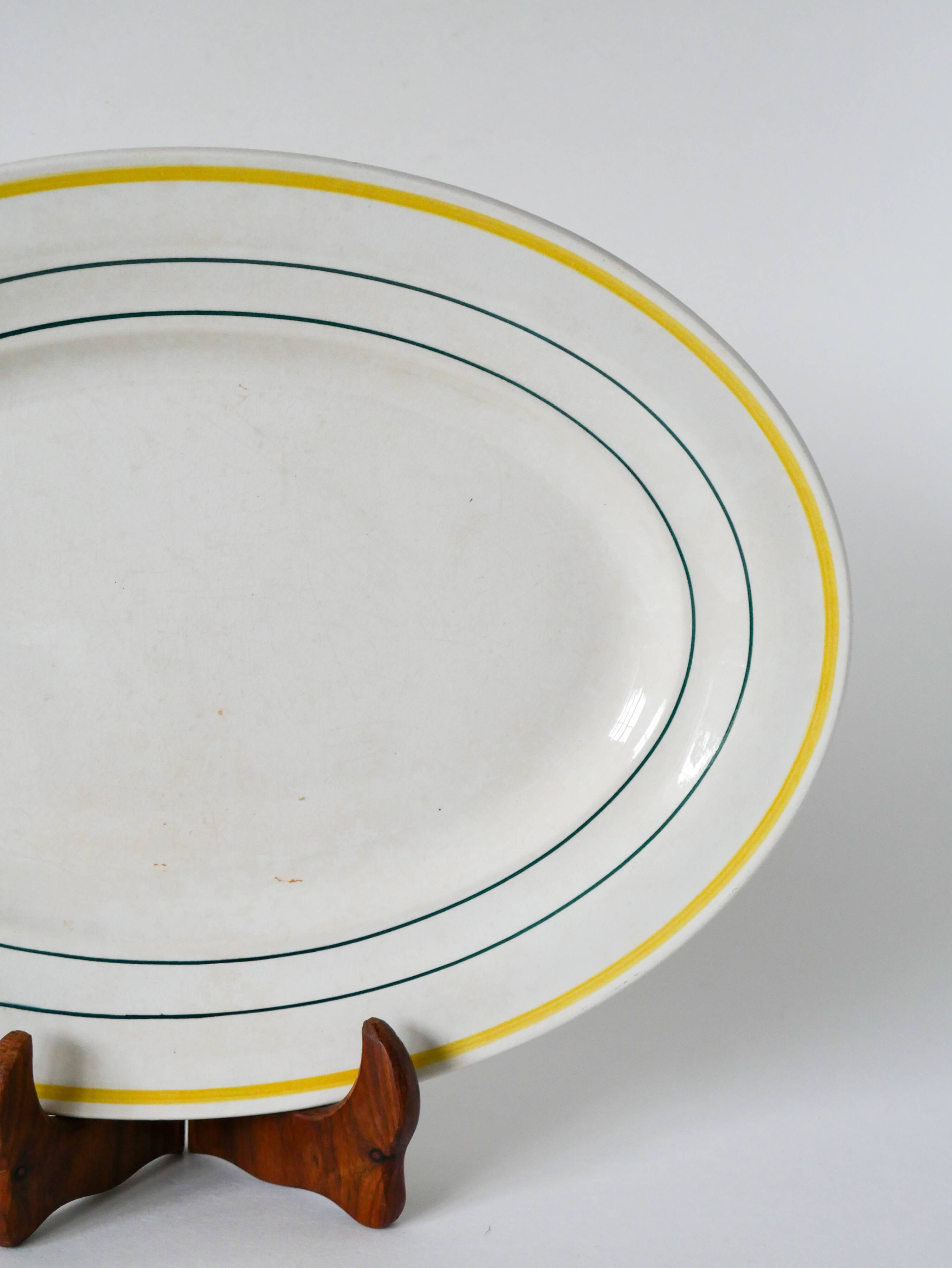 Oval dish with yellow borders st amand model "trouville", 1960