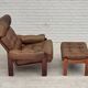 1970s, Swedish design, armchair with footstool, furniture leather.