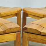 LAUKAAN PUU / brutalist pine dining table chairs “Rantasipi” / Finland 70s