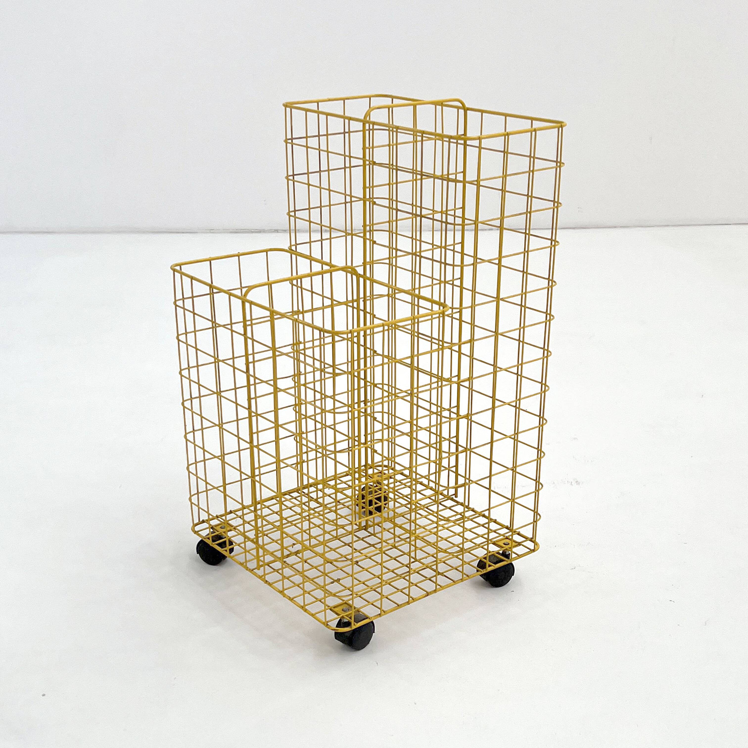 Yellow metal dessert trolley, 1980