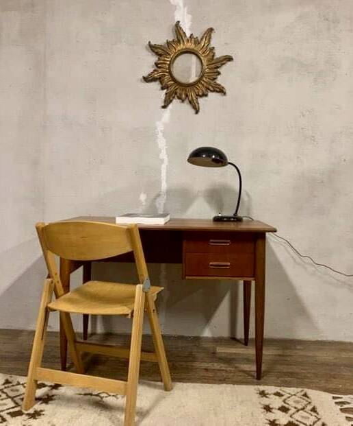 Scandinavian teak desk from the 1960s, length 110 cm