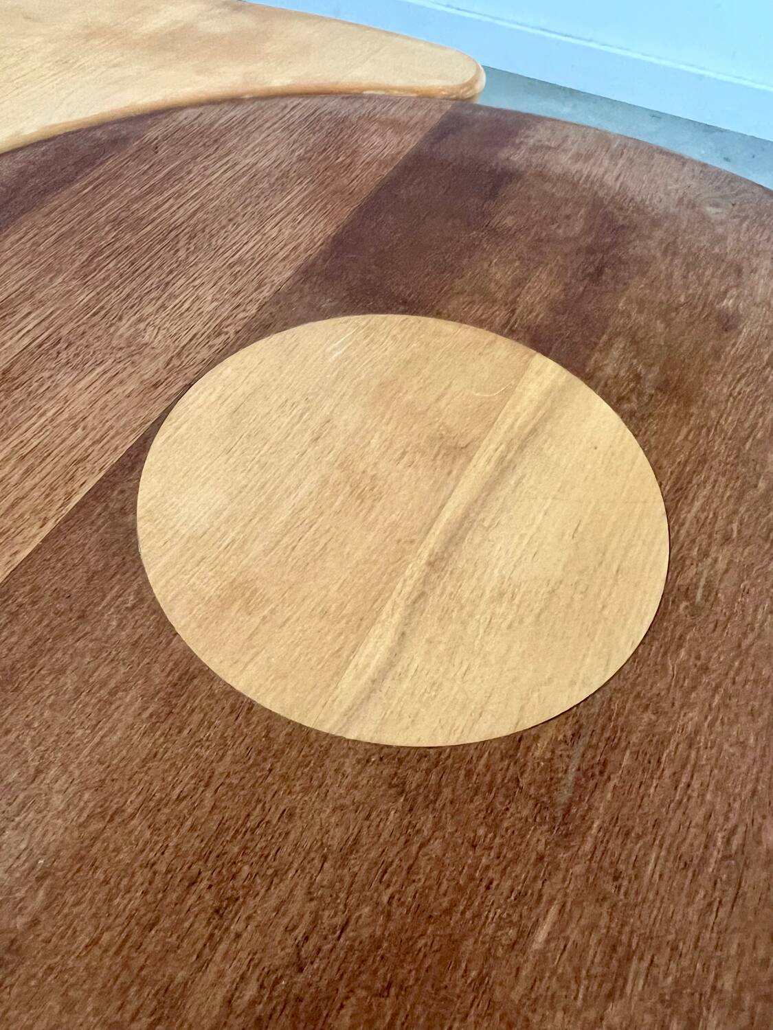 Solid wood coffee table with 2 Yin and Yang elements vintage 60s