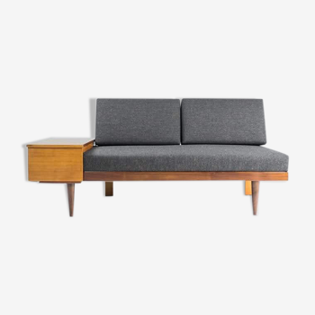 Canapé daybed en teck et tissu anthracite design Ingmar Relling pour Ekornes, Norvège 1960